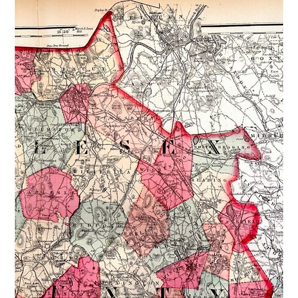 Middlesex Massachusetts 1871 Historical 25.5x17" Original Map Atlas - Picture 5 of 12